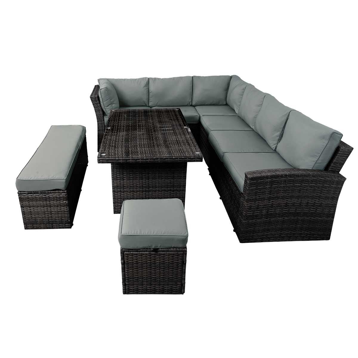Polyrattan Sofa Essgruppe HOLIDAYS schwarz/grau