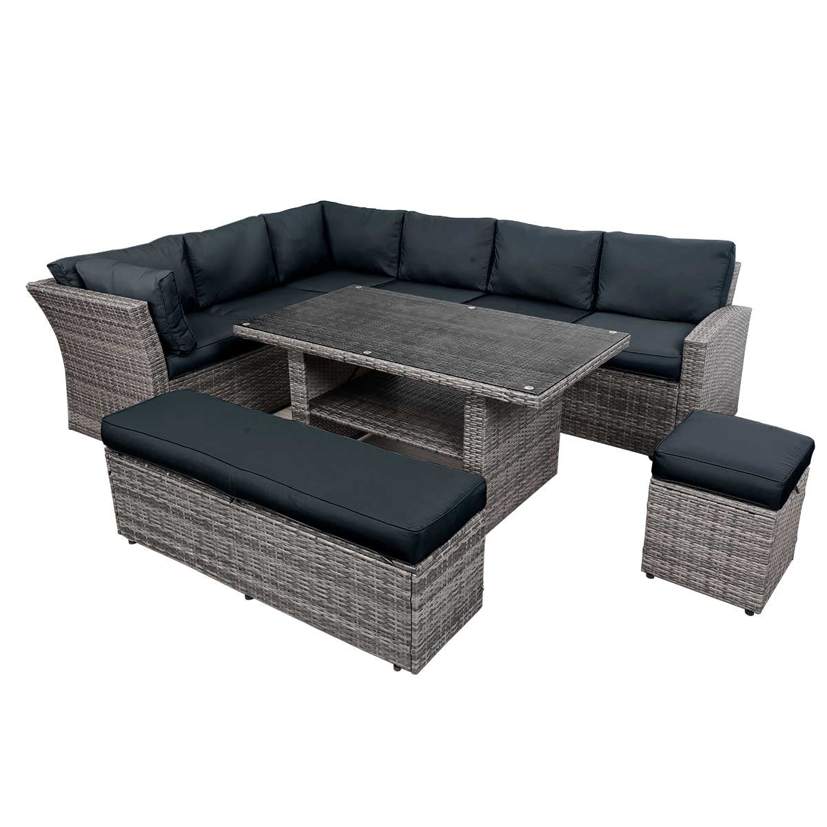 Polyrattan Sofa Essgruppe HOLIDAYS grau/anthrazit