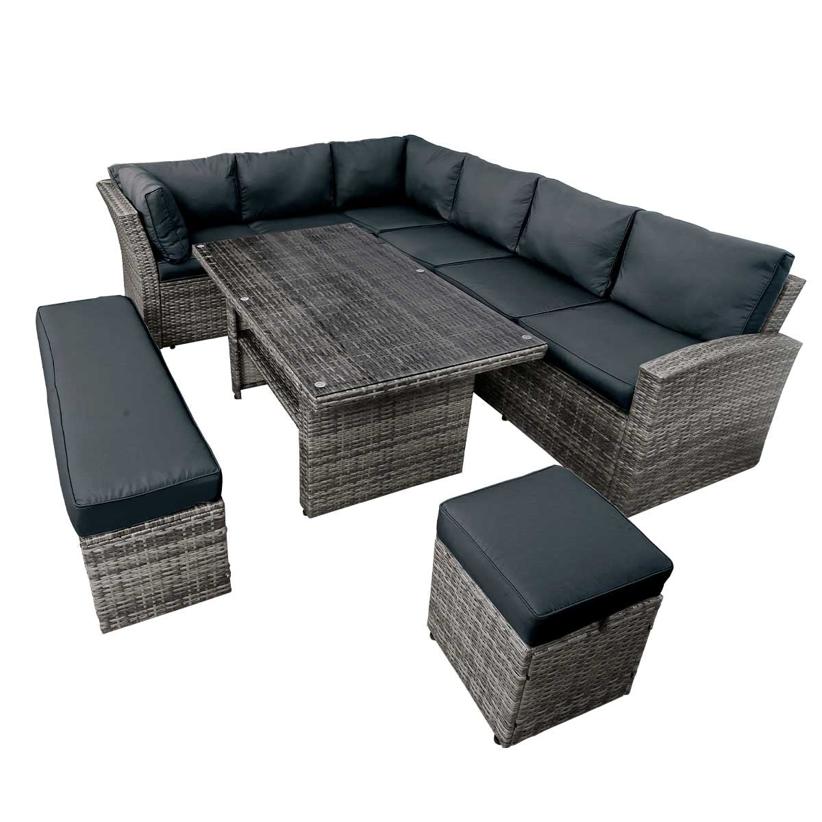 Polyrattan Sofa Essgruppe HOLIDAYS grau/anthrazit