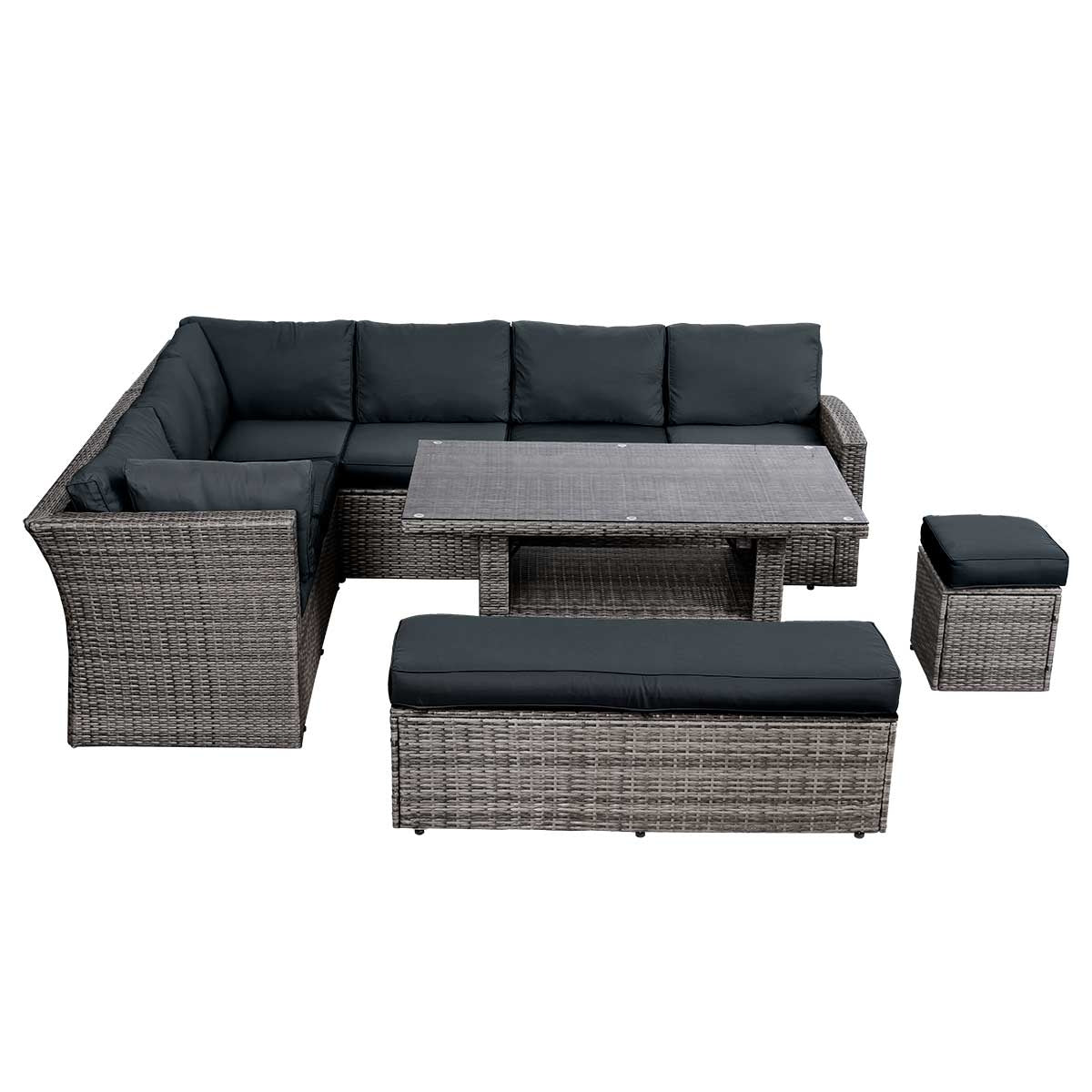 Polyrattan Sofa Essgruppe HOLIDAYS grau/anthrazit