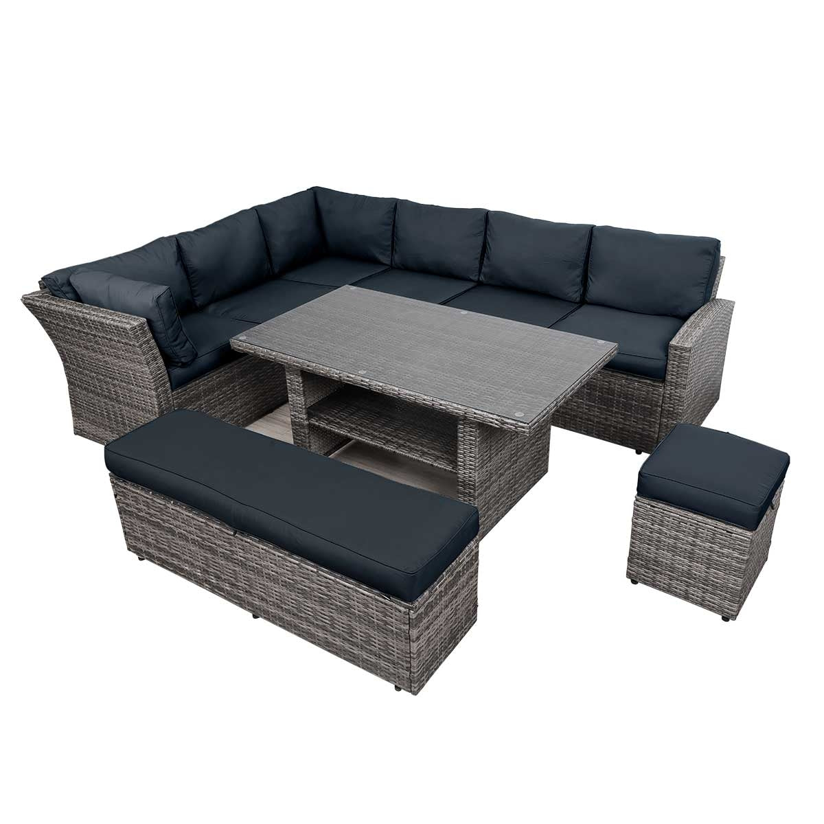 Polyrattan Sofa Essgruppe HOLIDAYS grau/anthrazit