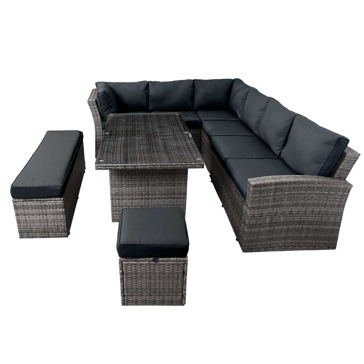 Polyrattan Sofa Essgruppe HOLIDAYS grau/anthrazit