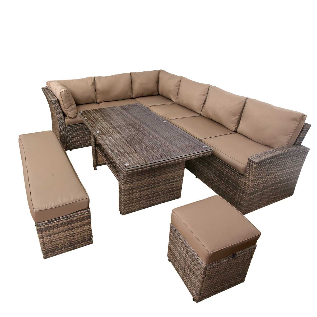 Polyrattan Sofa Essgruppe HOLIDAYS braun/beige
