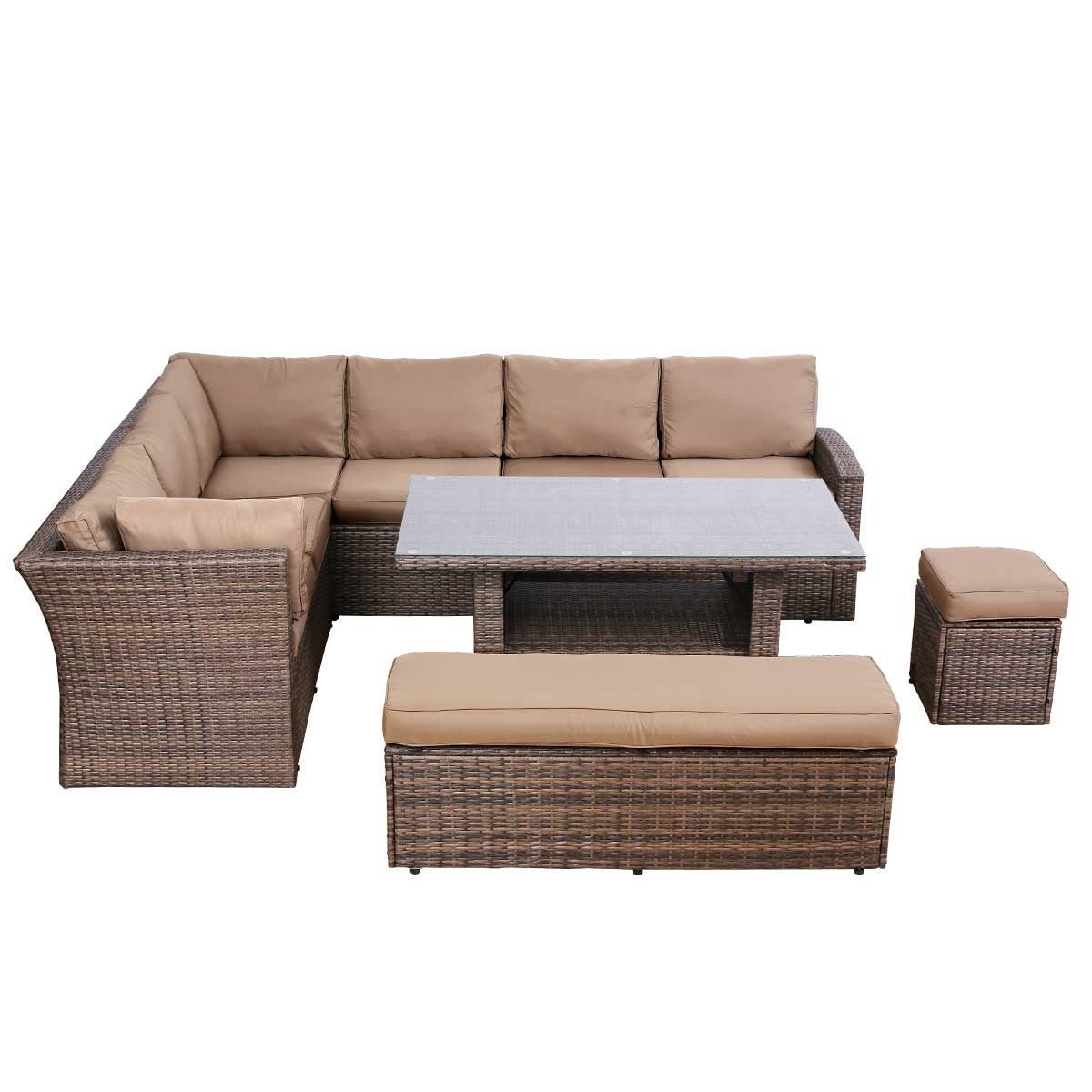 Polyrattan Sofa Essgruppe HOLIDAYS braun/beige