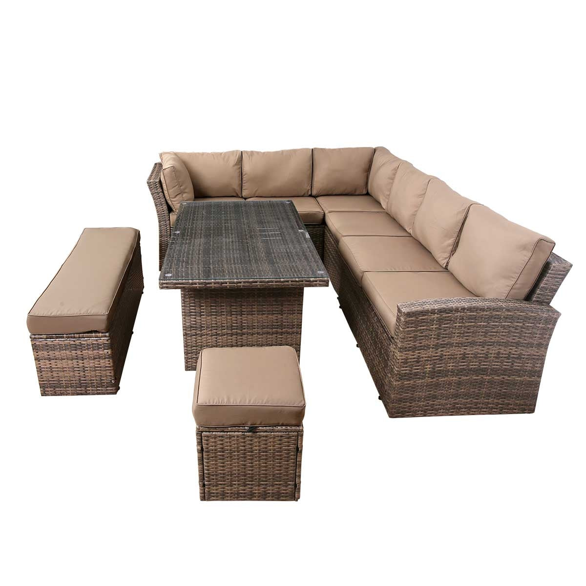 Polyrattan Sofa Essgruppe HOLIDAYS braun/beige