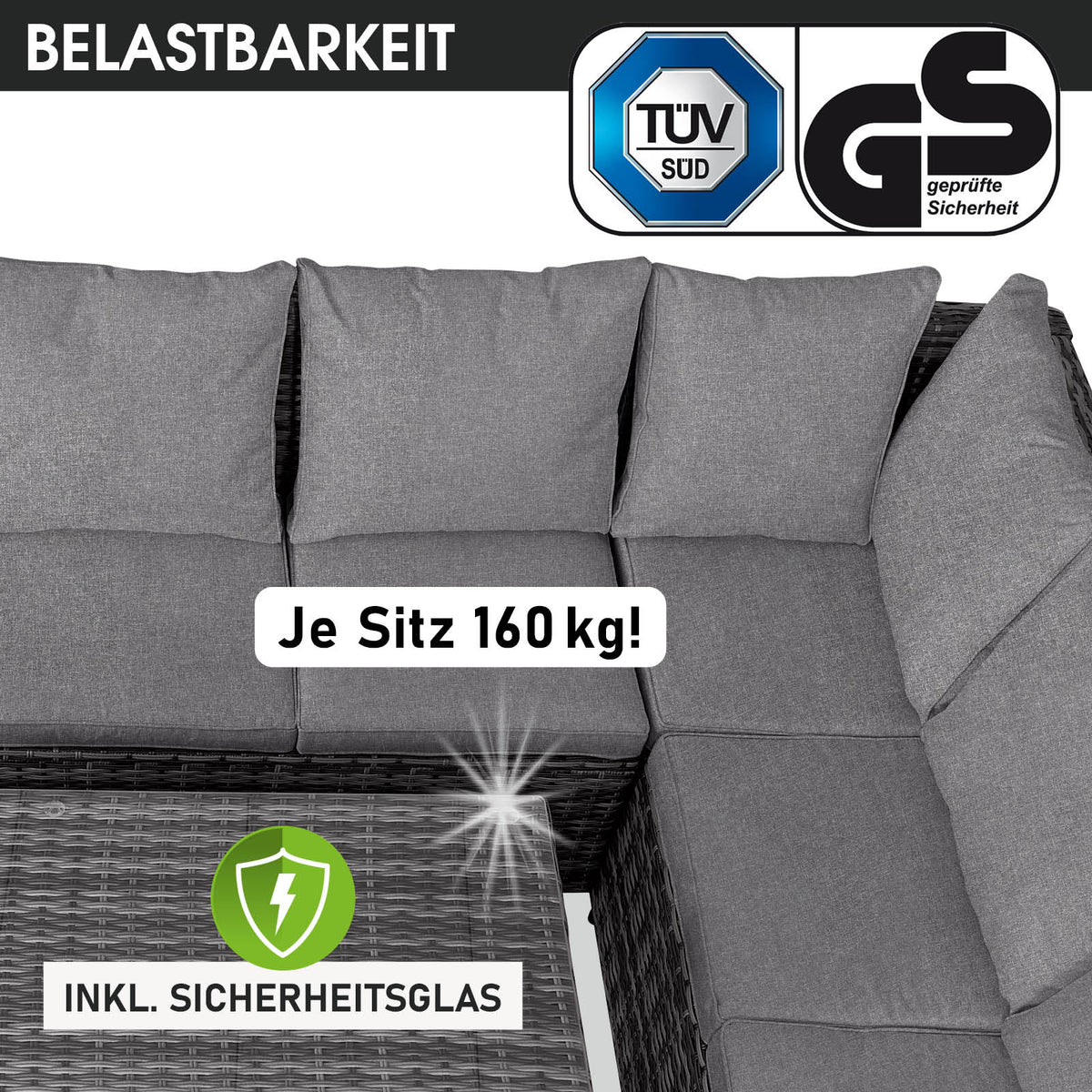 Polyrattan Sofa Essgruppe ECO grau/anthrazit