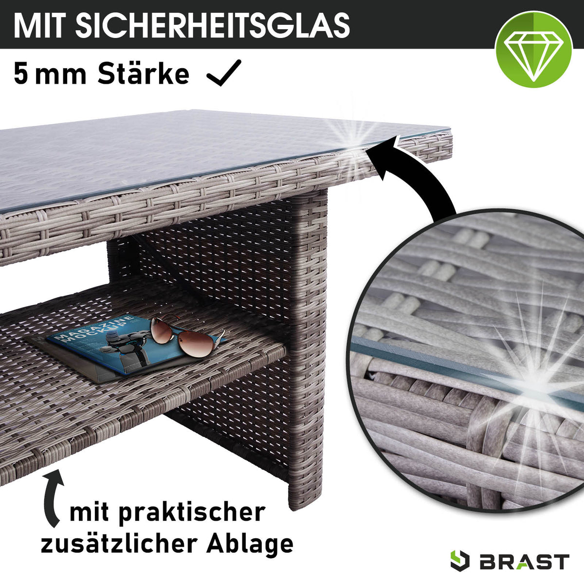 Polyrattan Sofa Essgruppe ECO grau/anthrazit