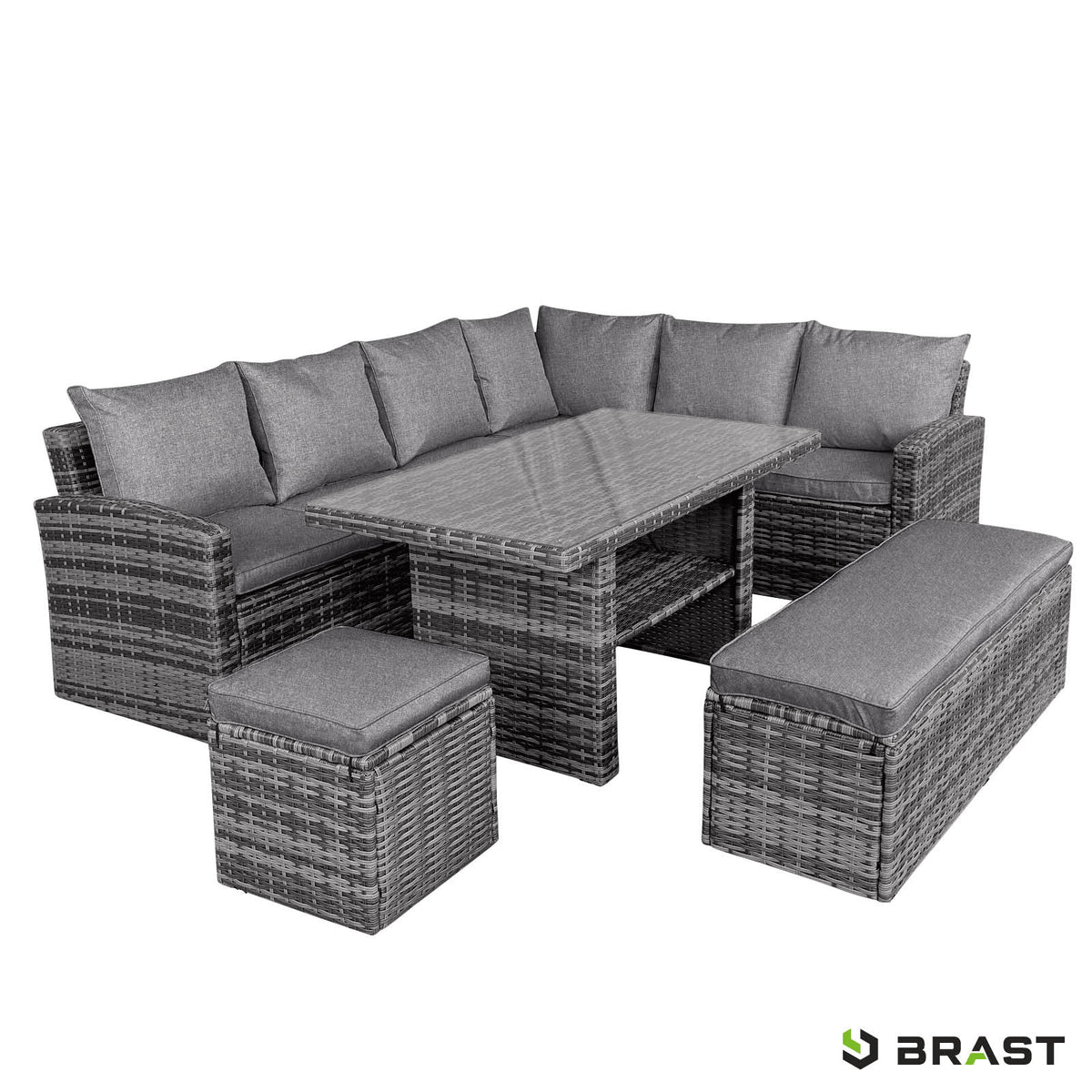 Polyrattan Sofa Essgruppe ECO grau/anthrazit