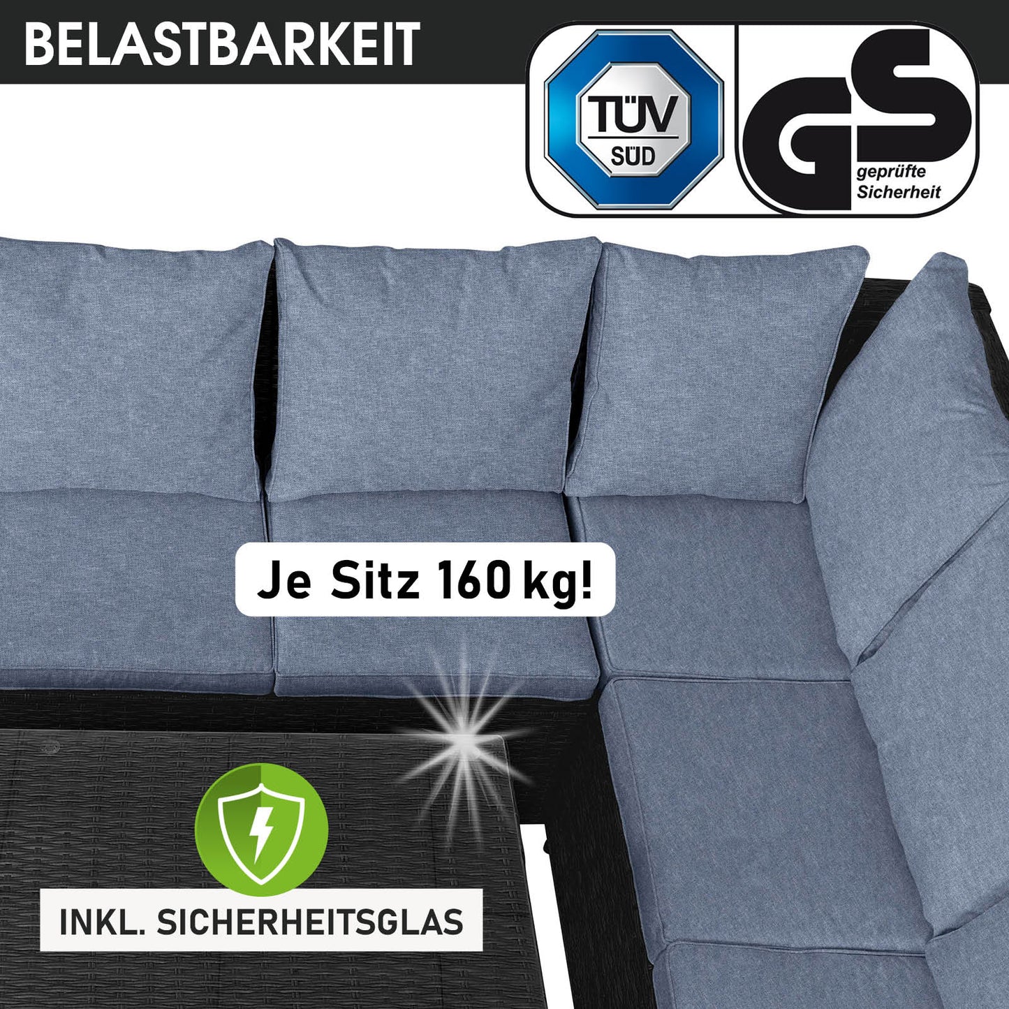 Polyrattan Sofa Essgruppe ECO schwarz/grau
