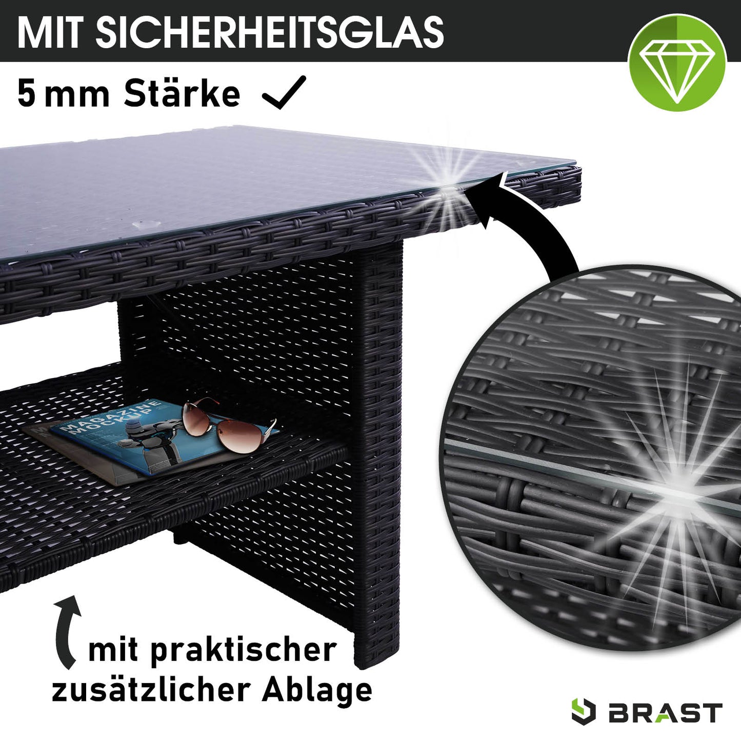 Polyrattan Sofa Essgruppe ECO schwarz/grau