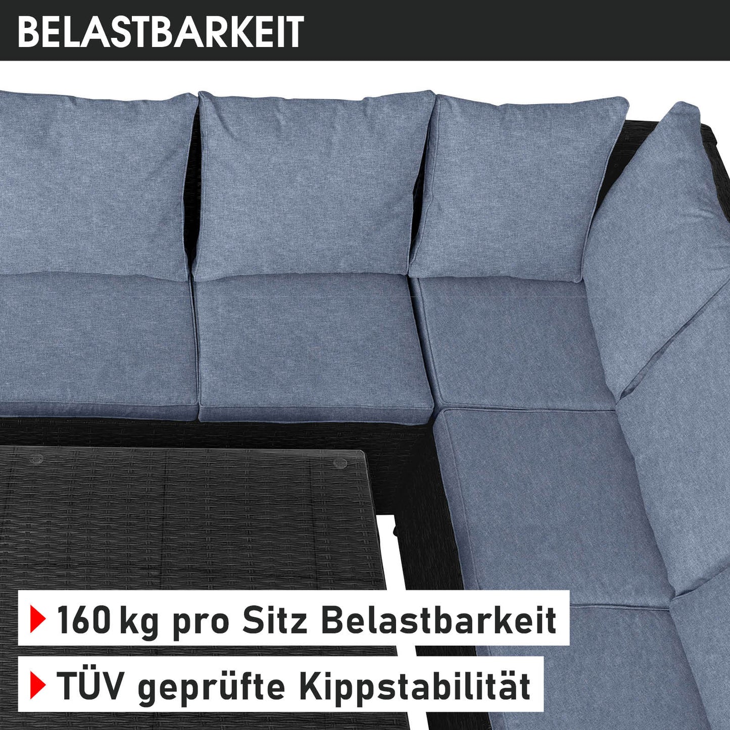 Polyrattan Sofa Essgruppe ECO schwarz/grau