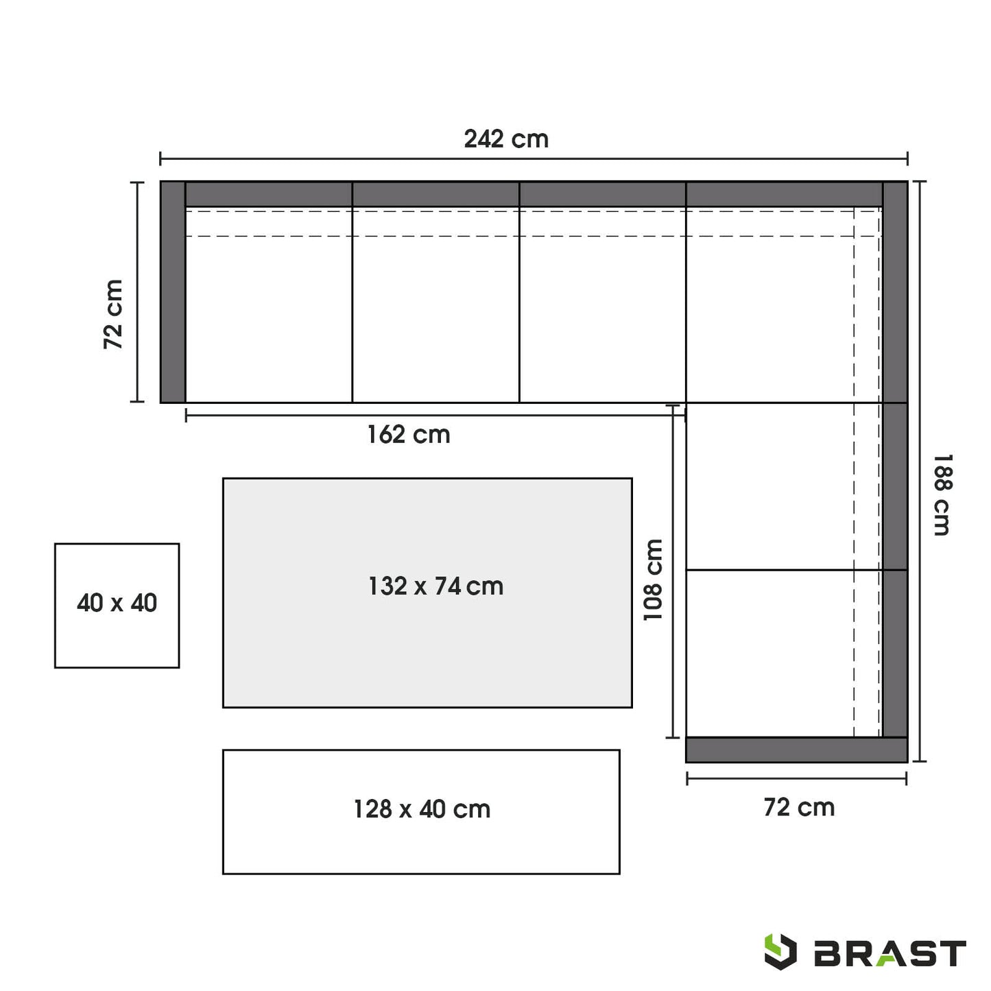 Polyrattan Sofa Essgruppe ECO schwarz/grau