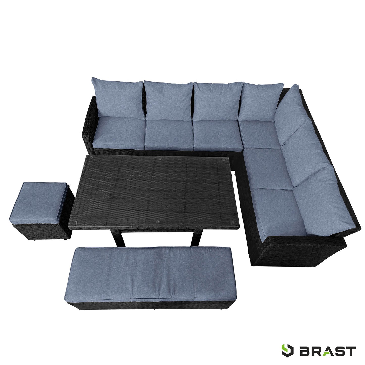 Polyrattan Sofa Essgruppe ECO schwarz/grau