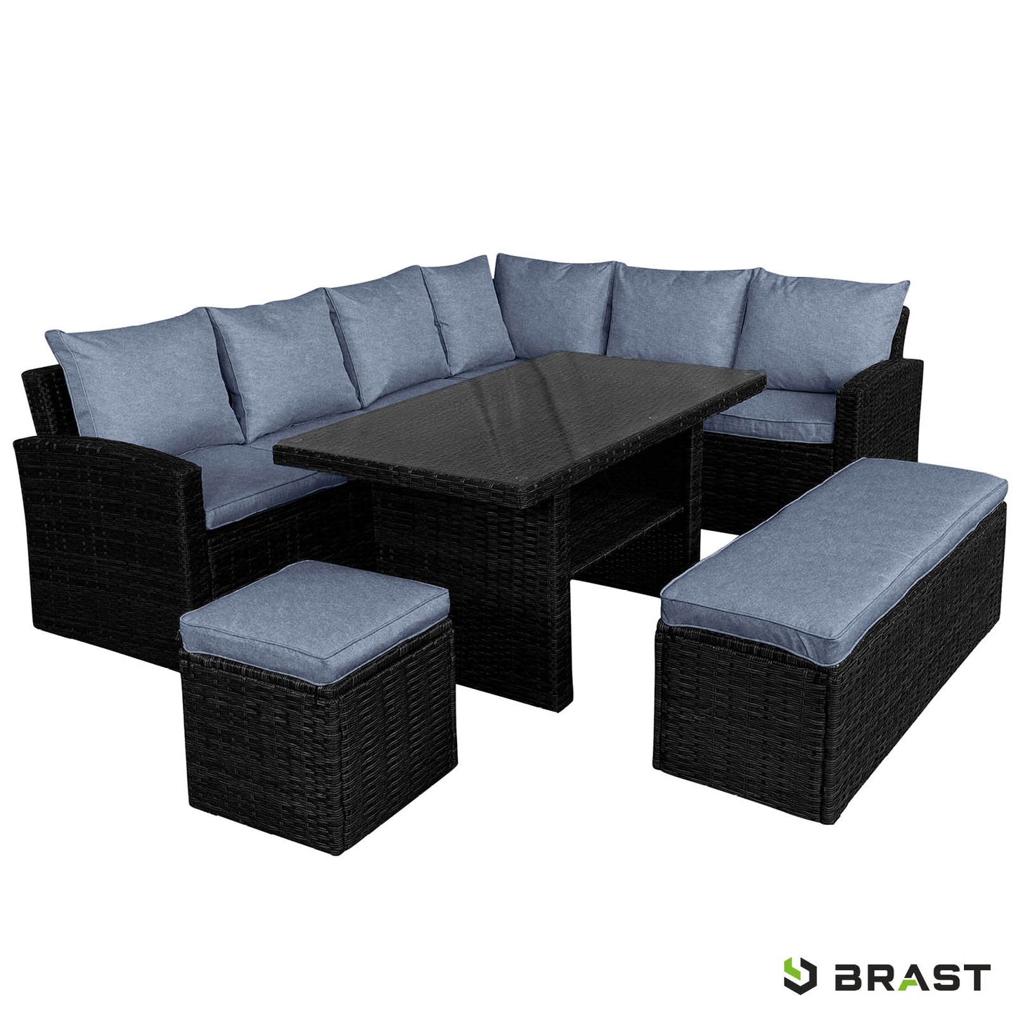 Polyrattan Sofa Essgruppe ECO schwarz/grau