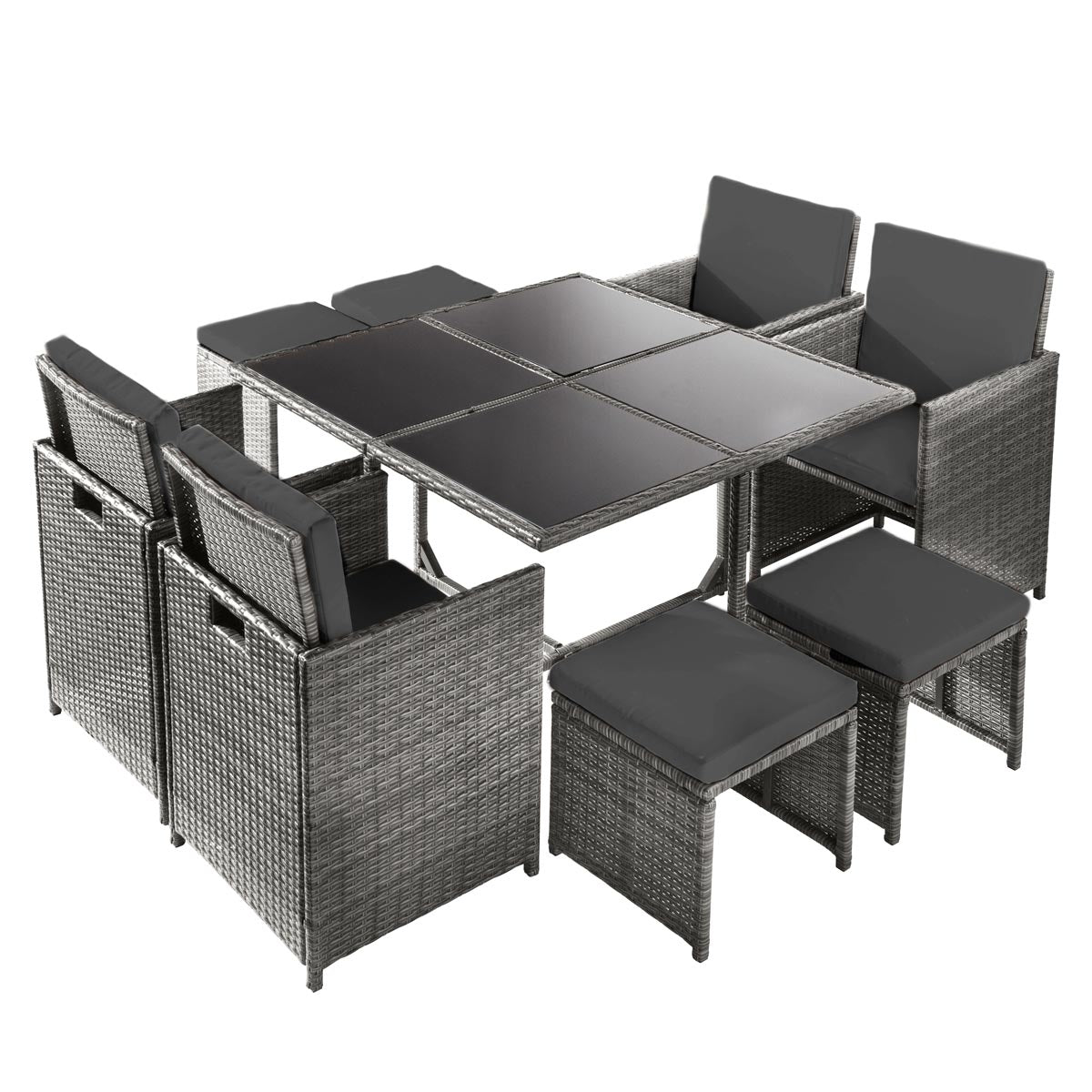 Polyrattan Essgruppe CAMOUFLAGE DELUXE 9tlg braun