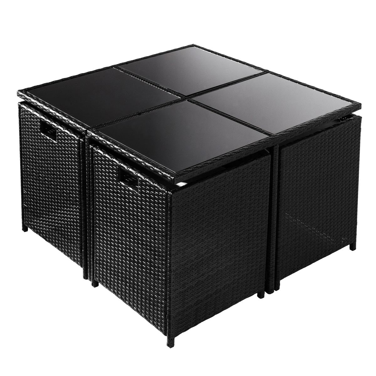 Polyrattan Essgruppe CAMOUFLAGE DELUXE 9tlg schwarz