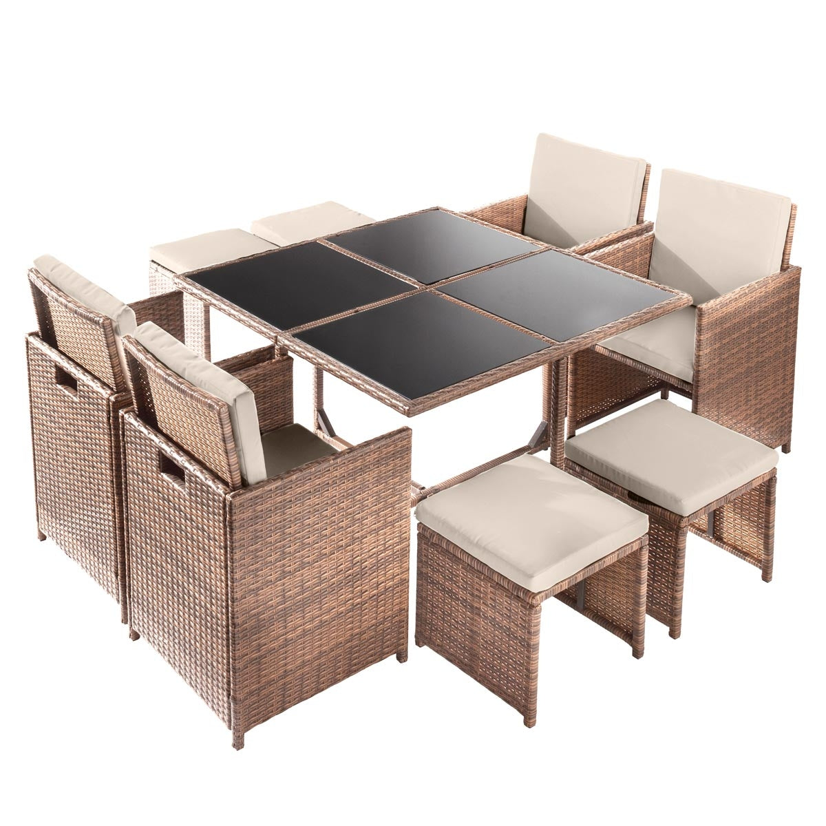 Polyrattan Essgruppe CAMOUFLAGE DELUXE 9tlg braun