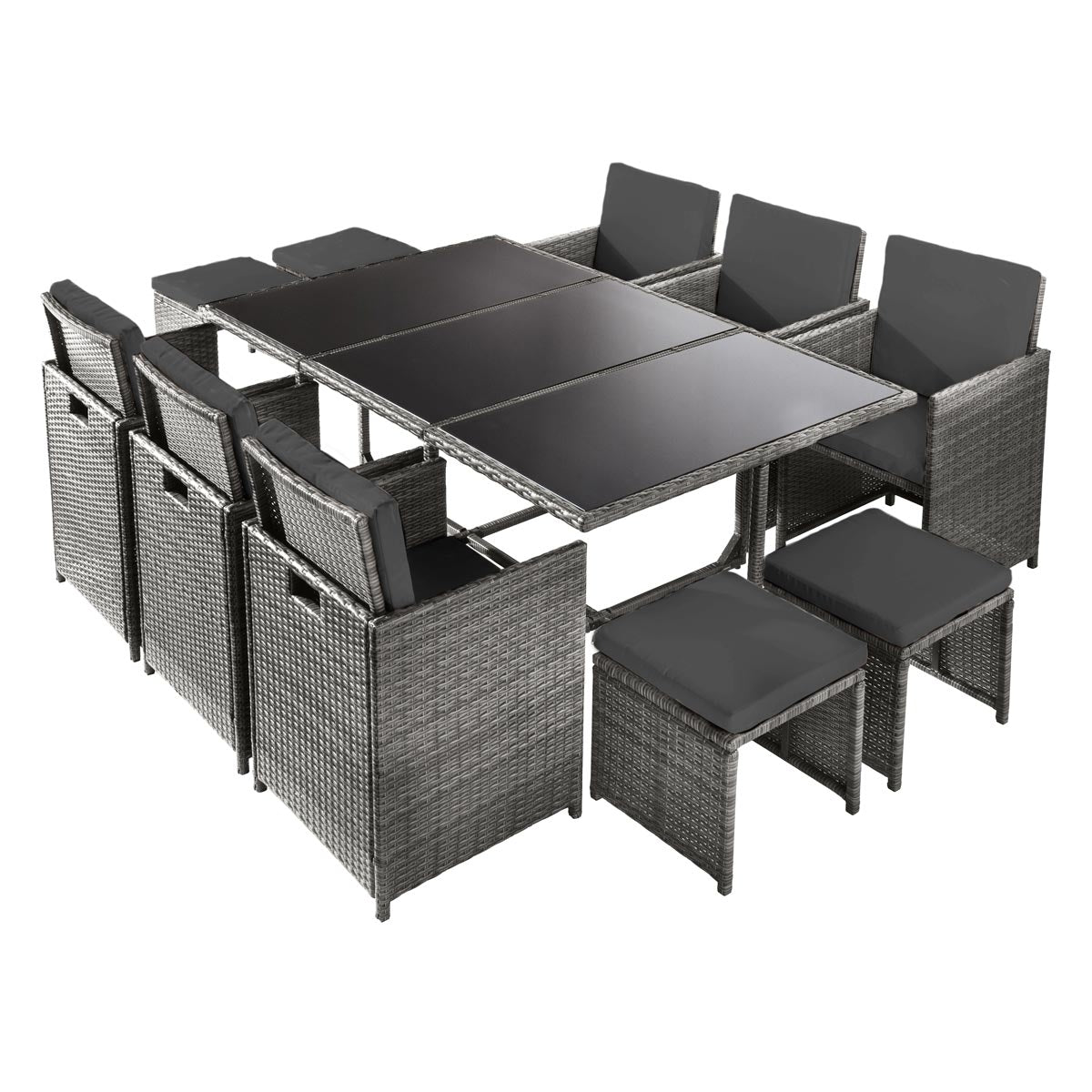 Polyrattan Essgruppe CAMOUFLAGE DELUXE 11tlg grau