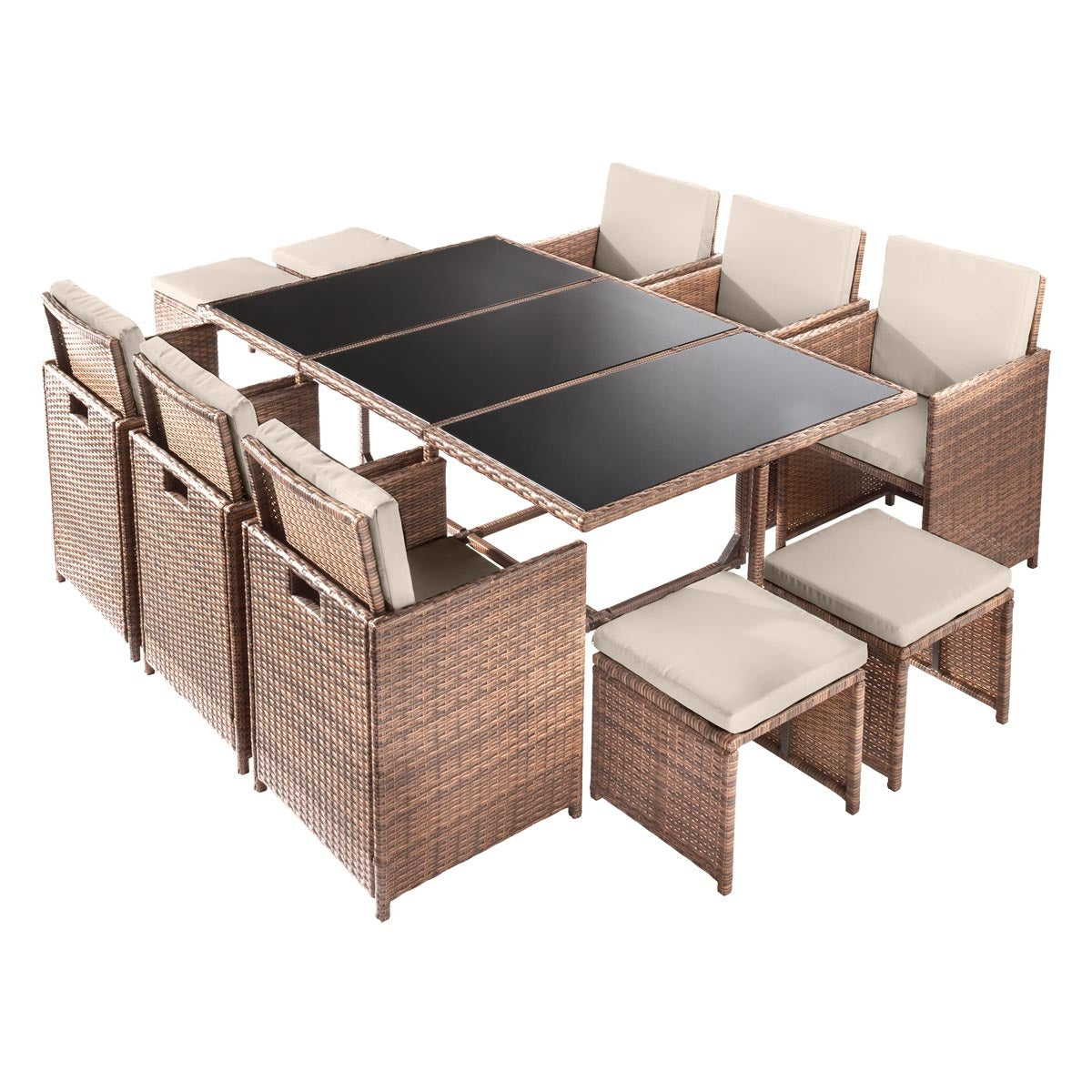 Polyrattan Essgruppe CAMOUFLAGE DELUXE 11tlg braun