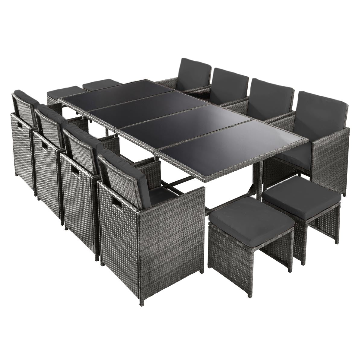Polyrattan Essgruppe CAMOUFLAGE DELUXE 13tlg grau