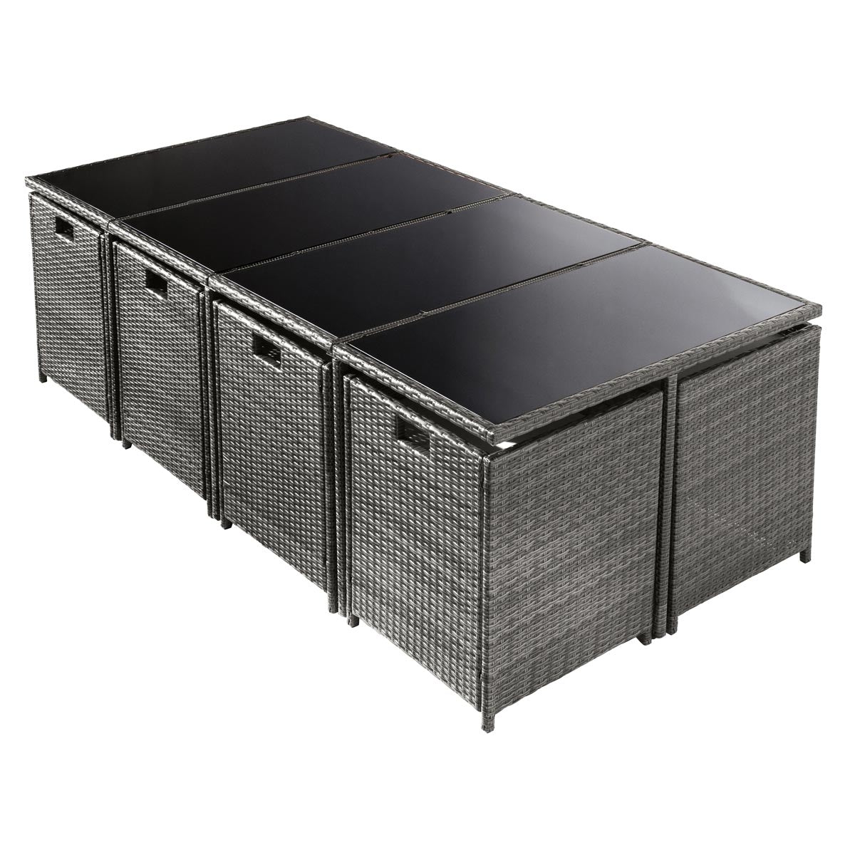 Polyrattan Essgruppe CAMOUFLAGE DELUXE 13tlg grau