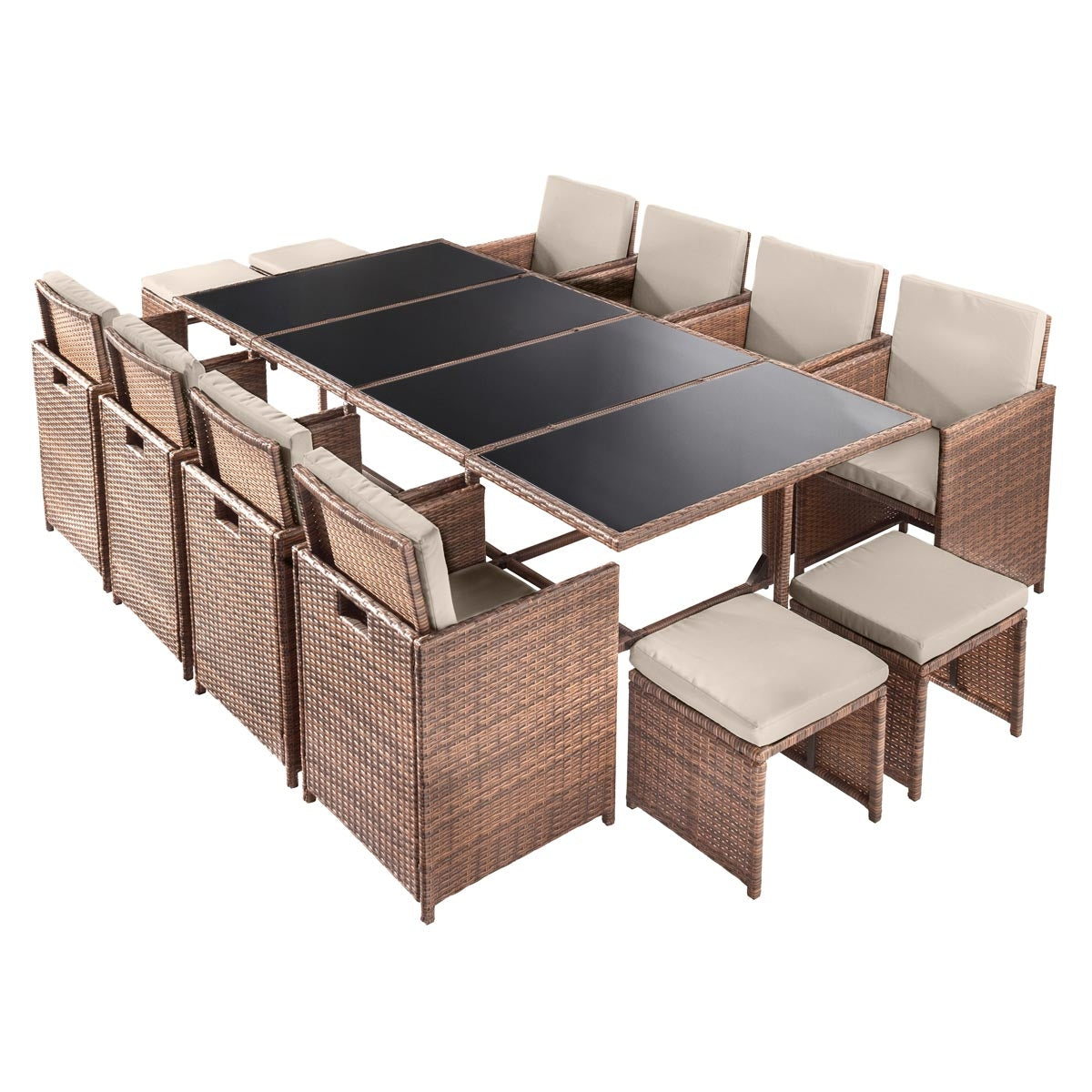 Polyrattan Essgruppe CAMOUFLAGE DELUXE 13tlg braun