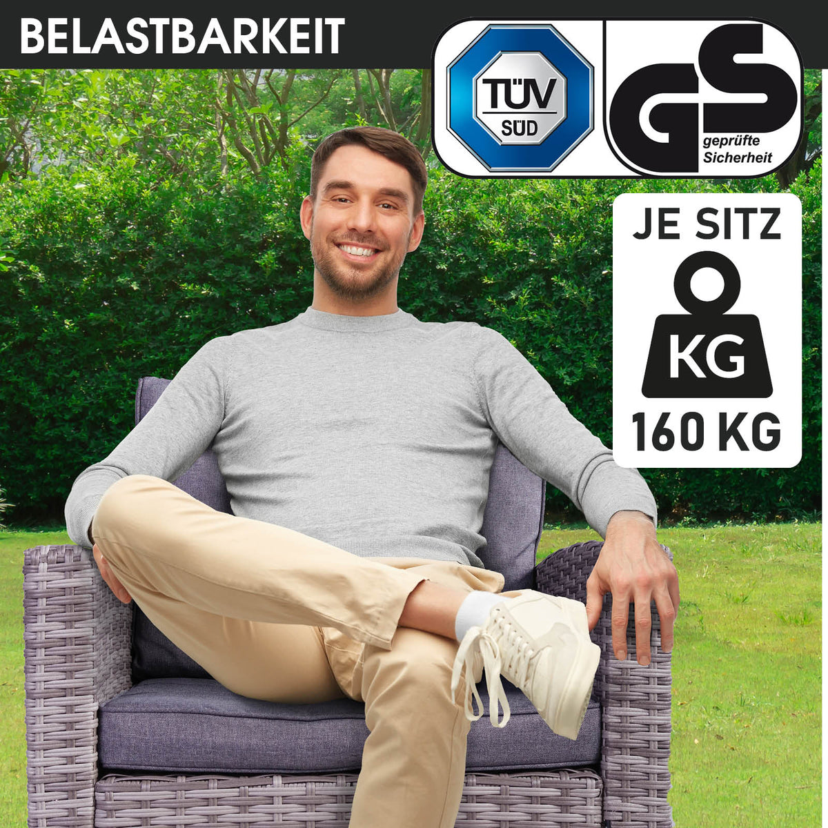 Polyrattan Sofa Essgruppe DELIGHT grau/anthrazit