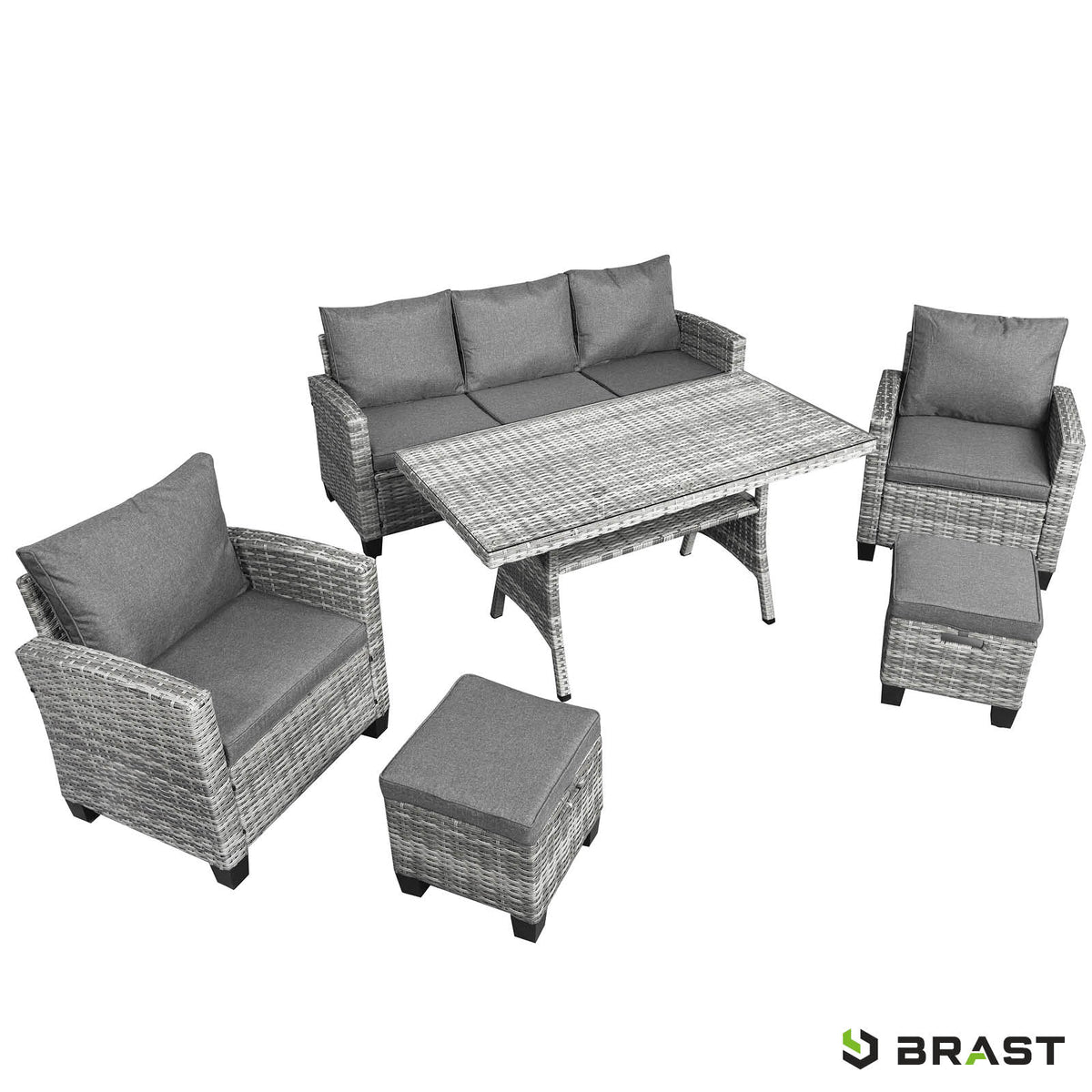 Polyrattan Sofa Essgruppe DELIGHT grau/anthrazit