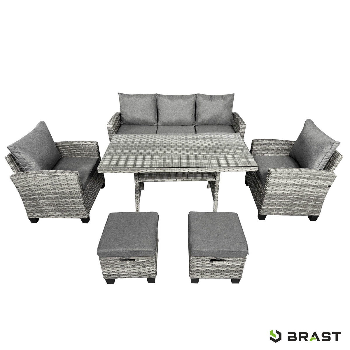 Polyrattan Sofa Essgruppe DELIGHT grau/anthrazit