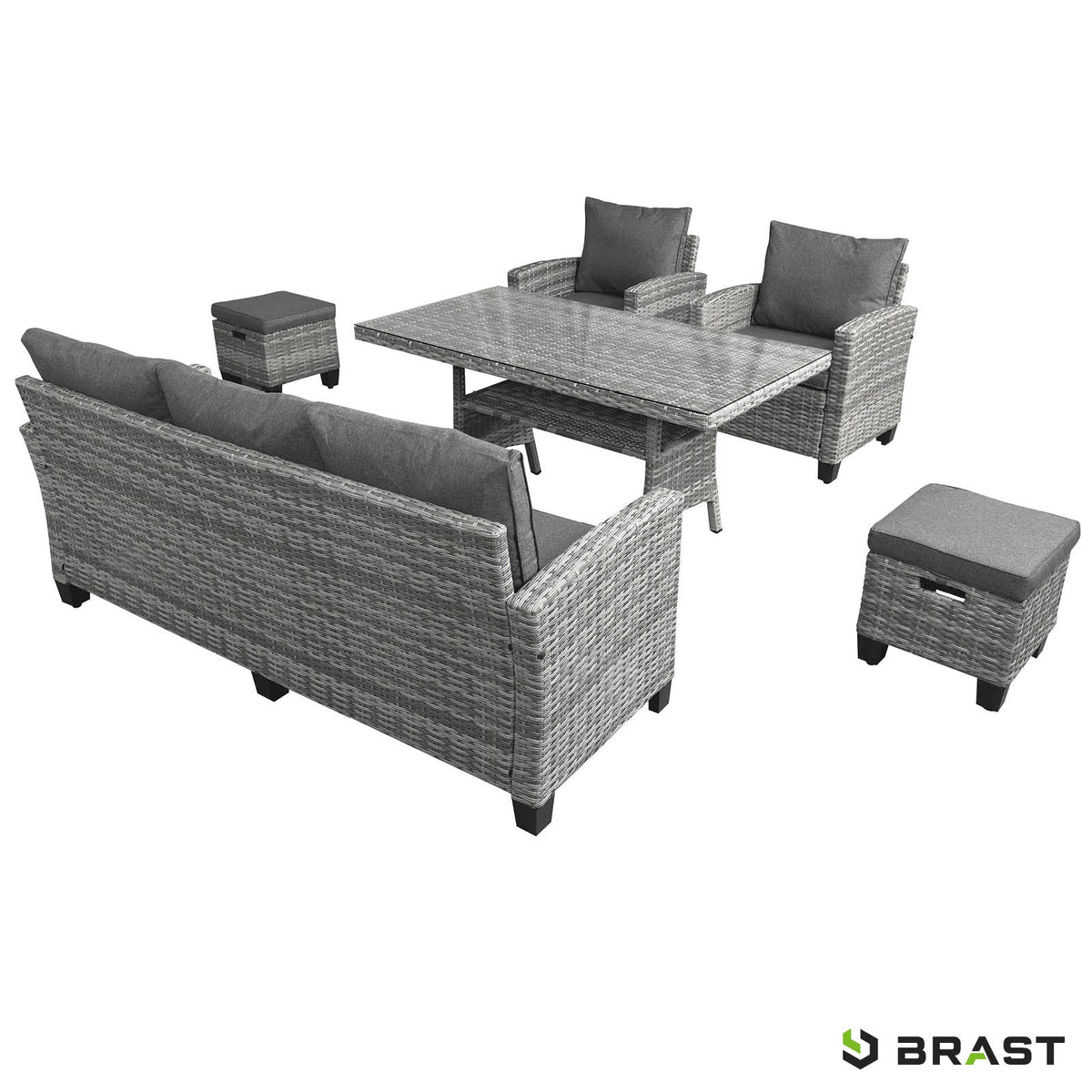 Polyrattan Sofa Essgruppe DELIGHT grau/anthrazit