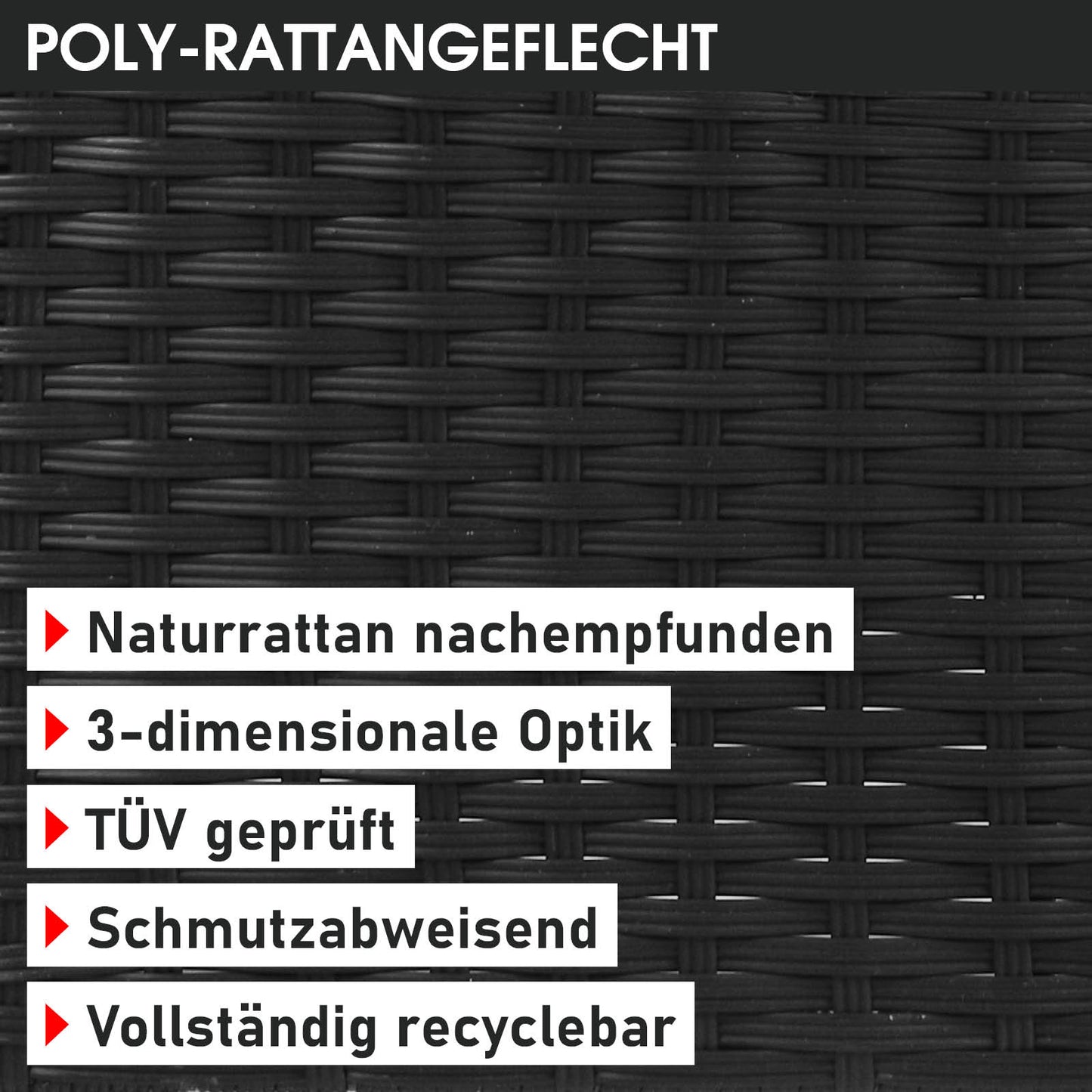 Polyrattan Sofa Essgruppe DELIGHT schwarz/grau
