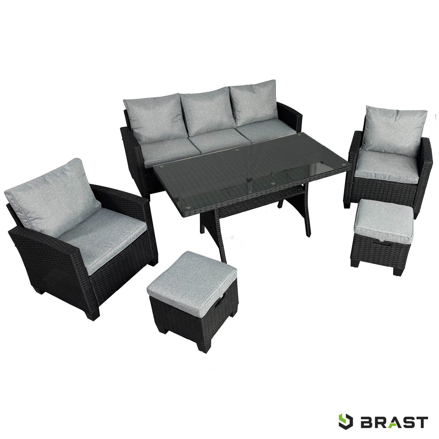 Polyrattan Sofa Essgruppe DELIGHT schwarz/grau