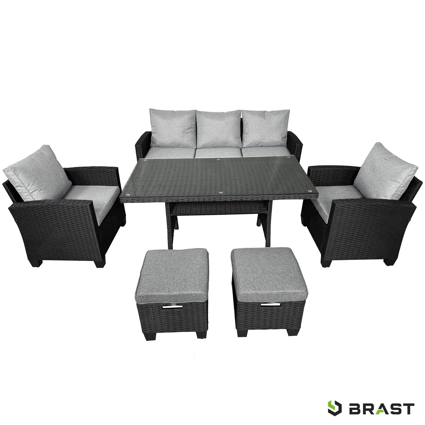 Polyrattan Sofa Essgruppe DELIGHT schwarz/grau