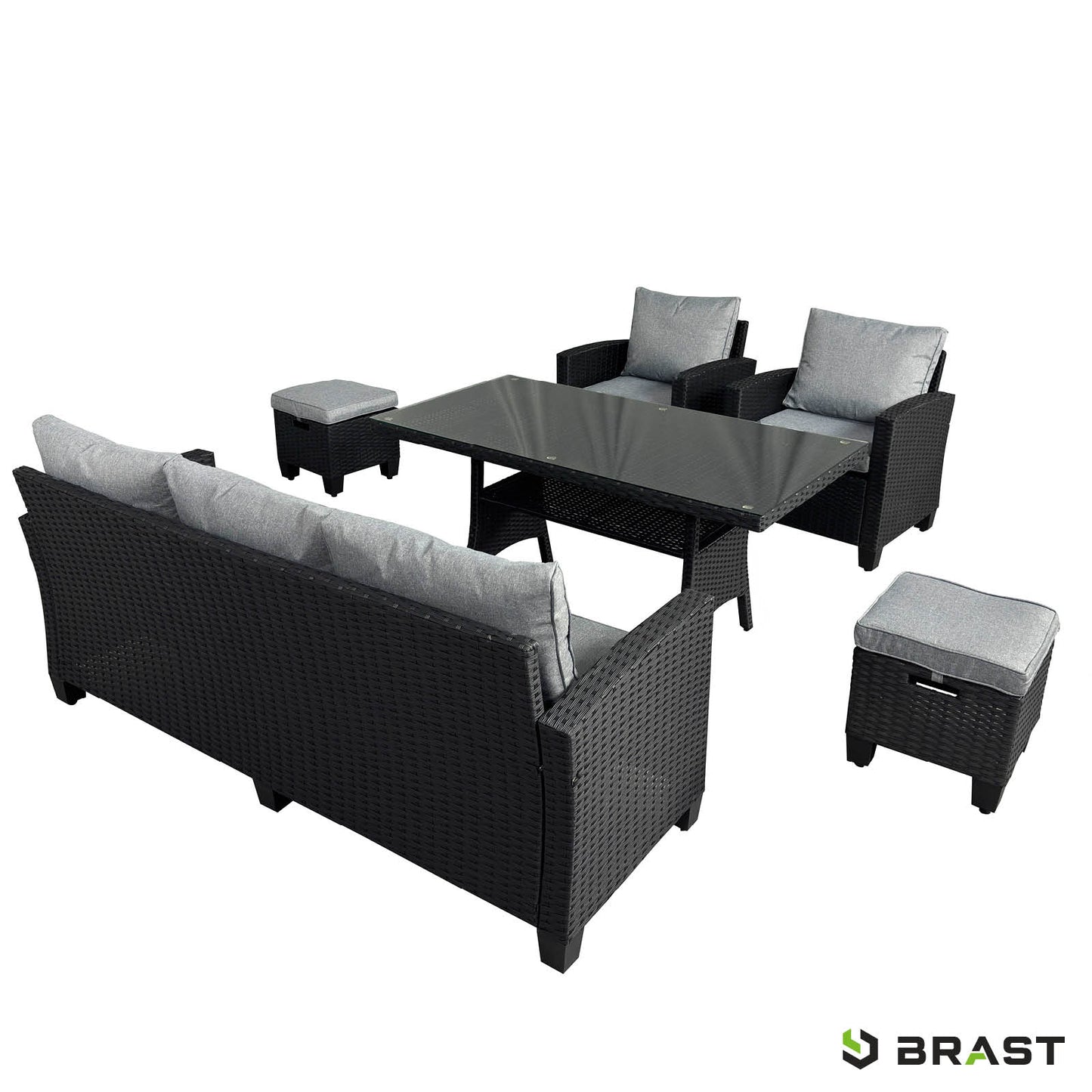Polyrattan Sofa Essgruppe DELIGHT schwarz/grau