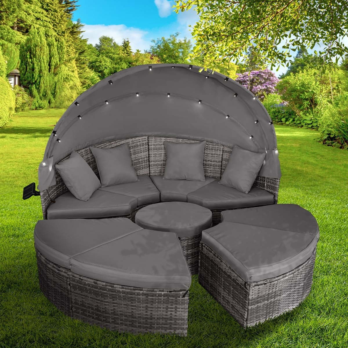 Sonneninsel mit LED inkl. Abdeckung grau/anthrazit