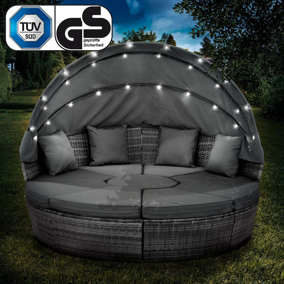 Sonneninsel mit LED inkl. Abdeckung grau/anthrazit