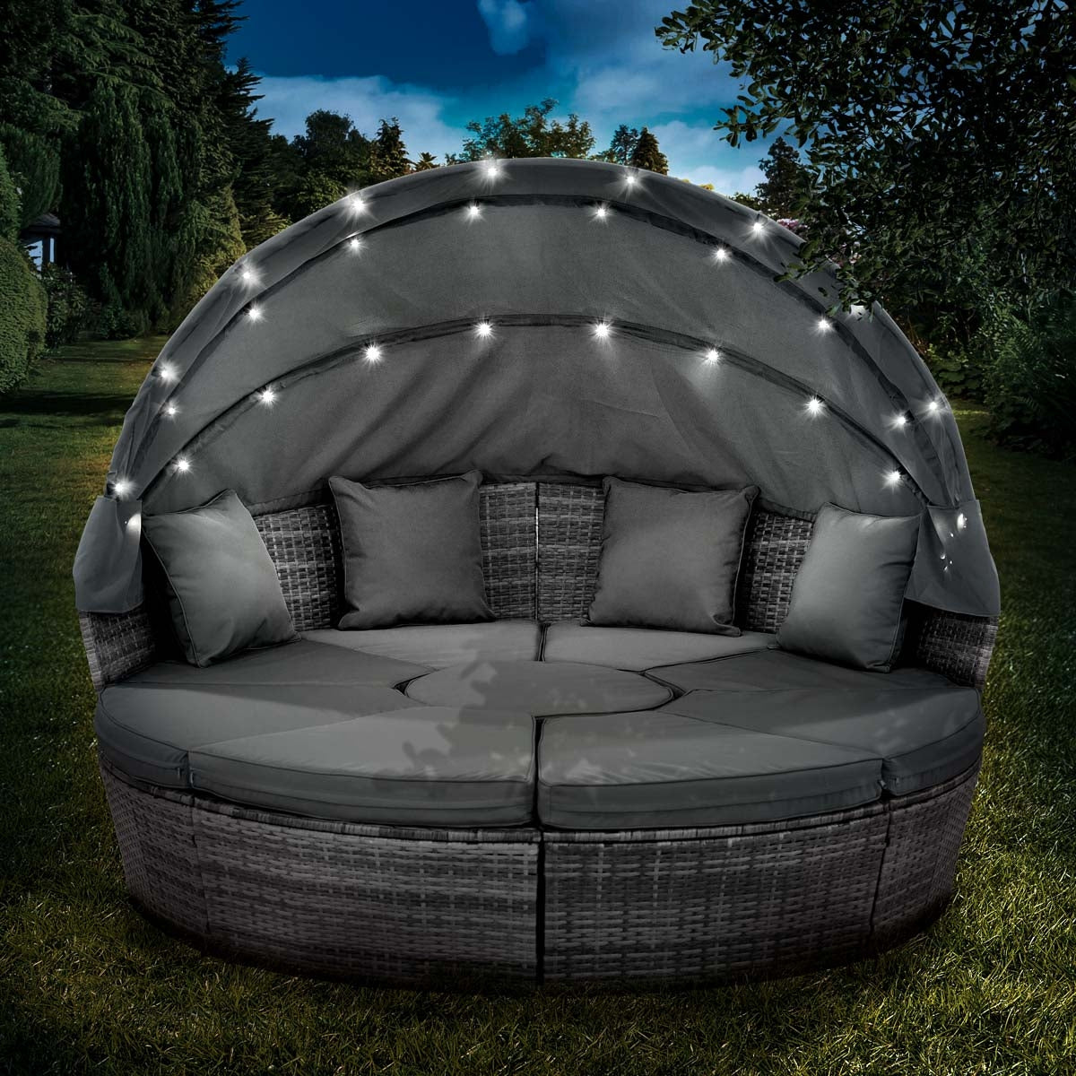 Sonneninsel mit LED inkl. Abdeckung grau/anthrazit