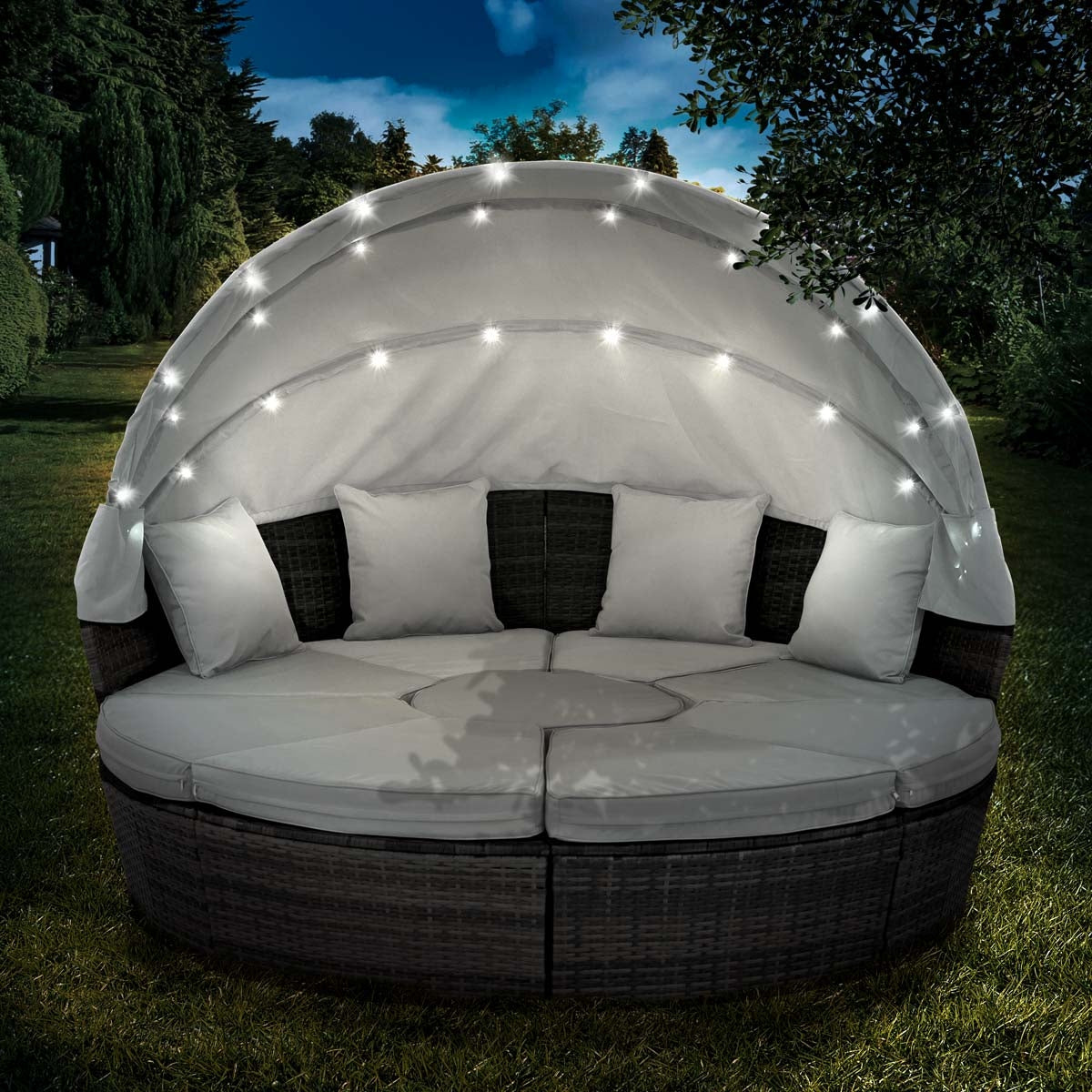 Sonneninsel mit LED inkl. Abdeckung schwarz/hellgrau