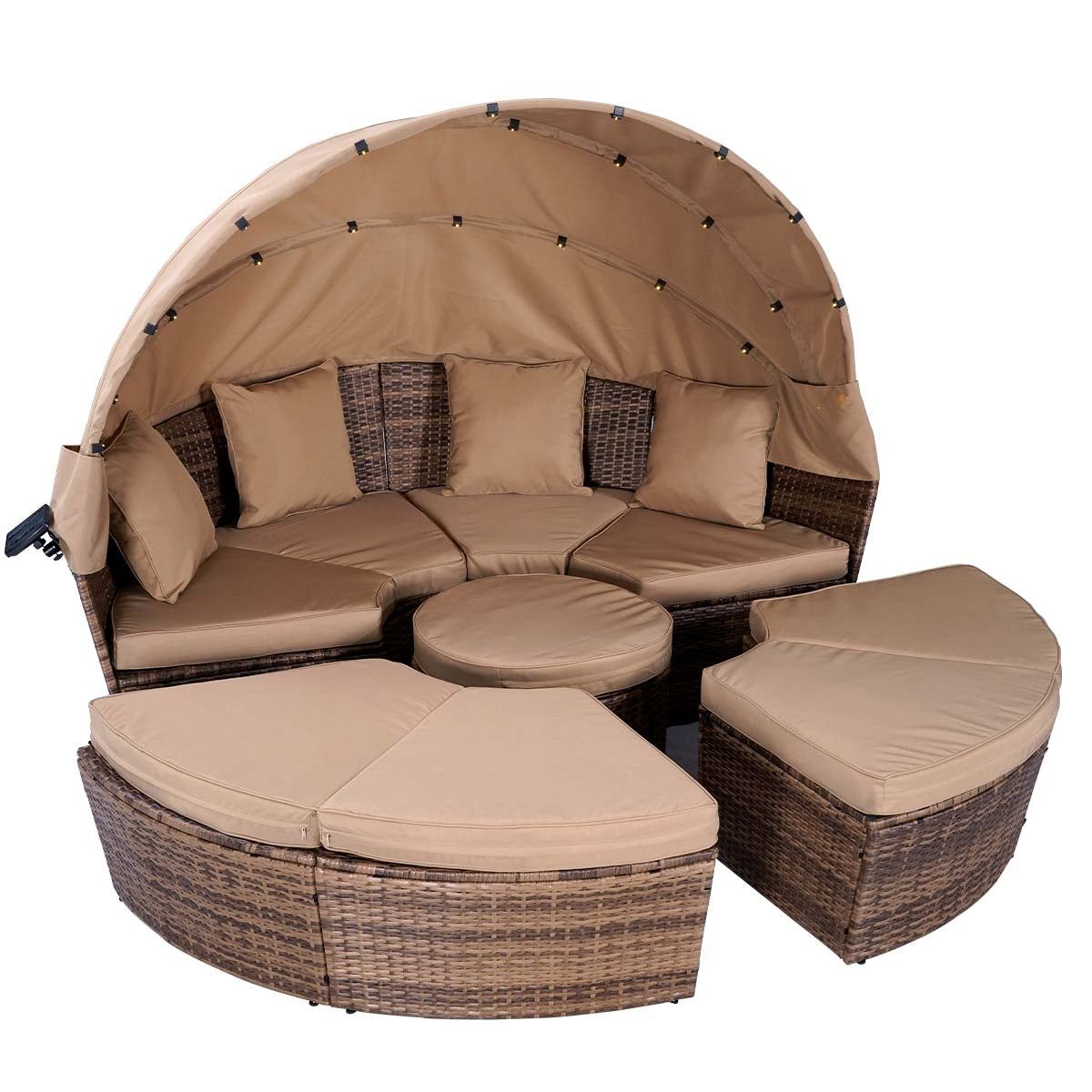 Sonneninsel mit LED inkl. Abdeckung braun/beige
