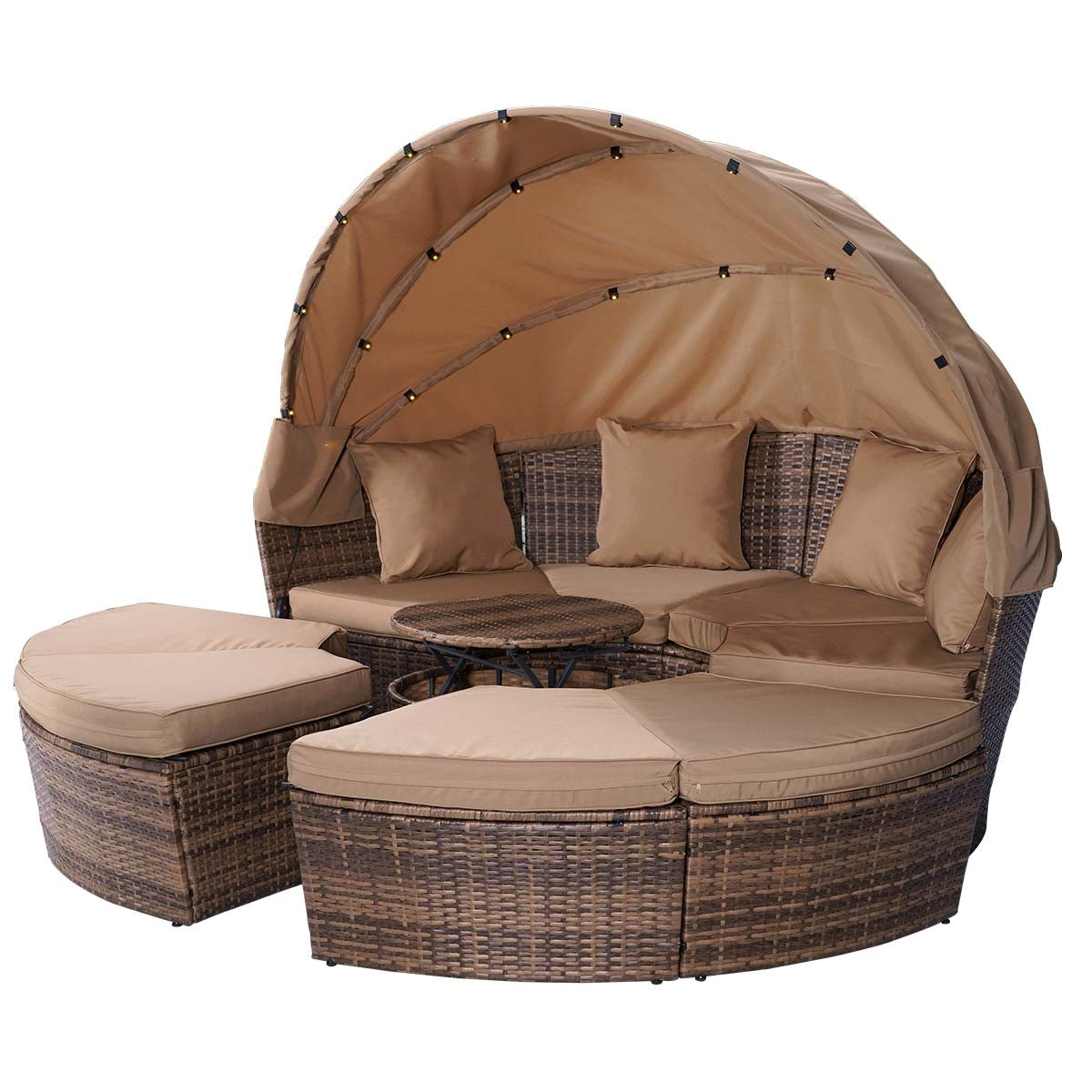 Sonneninsel mit LED inkl. Abdeckung braun/beige