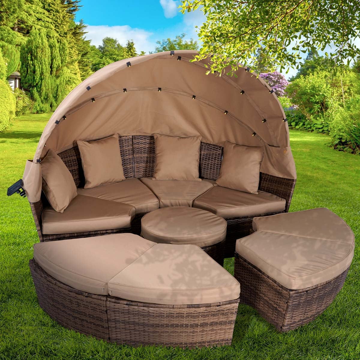 Sonneninsel mit LED inkl. Abdeckung braun/beige