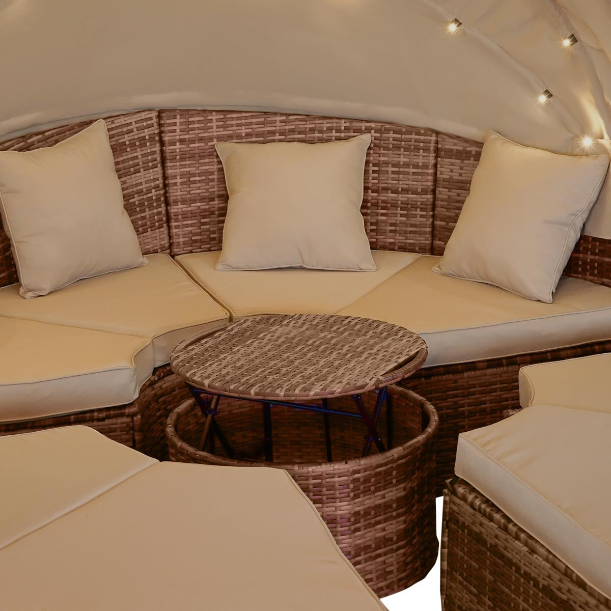 Sonneninsel mit LED inkl. Abdeckung braun/beige