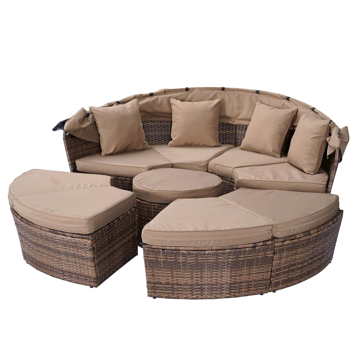 Sonneninsel mit LED inkl. Abdeckung braun/beige