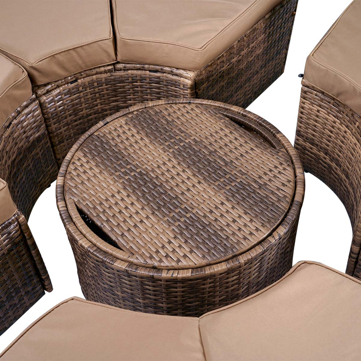 Sonneninsel mit LED inkl. Abdeckung braun/beige