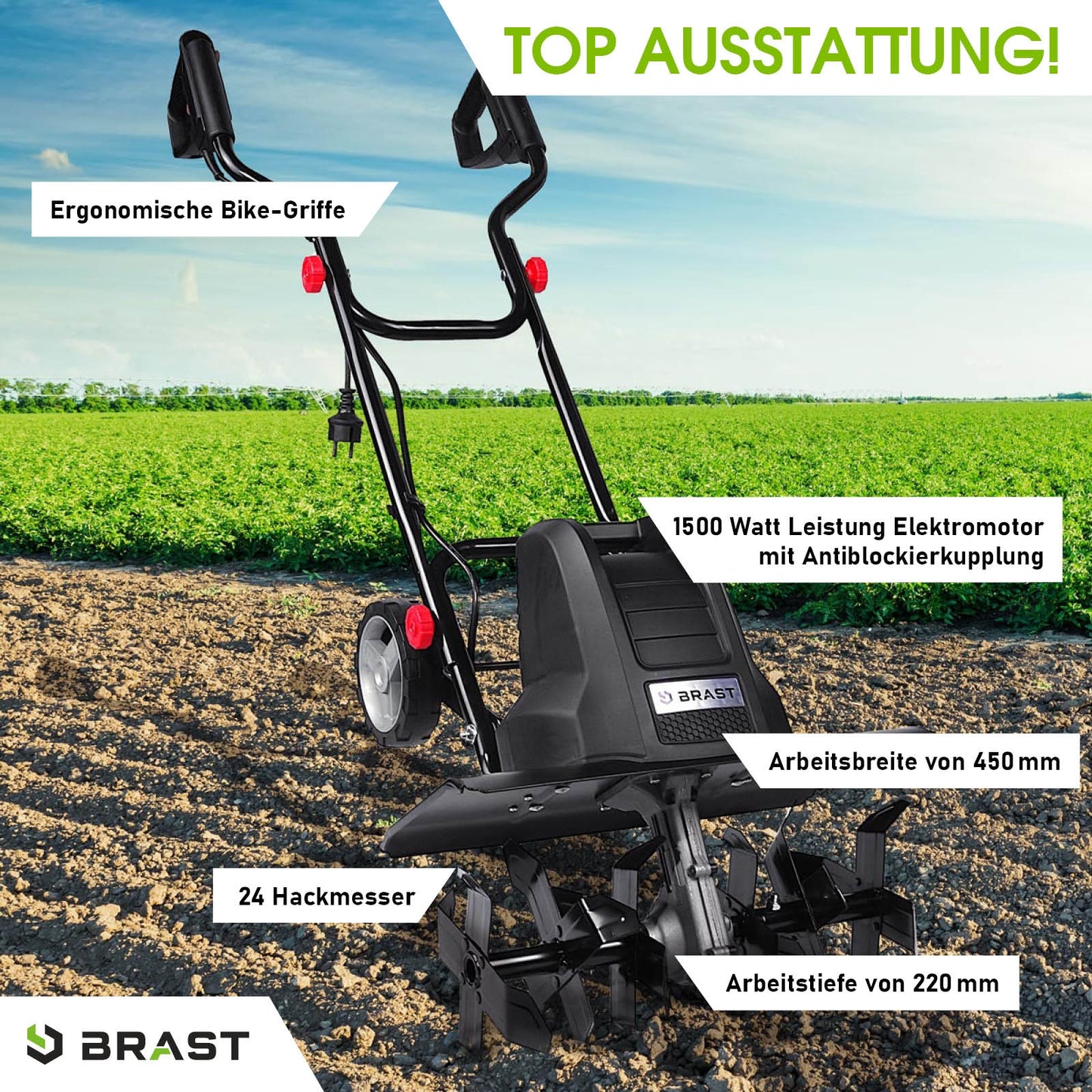 BRAST Elektro Motorhacke 1500L