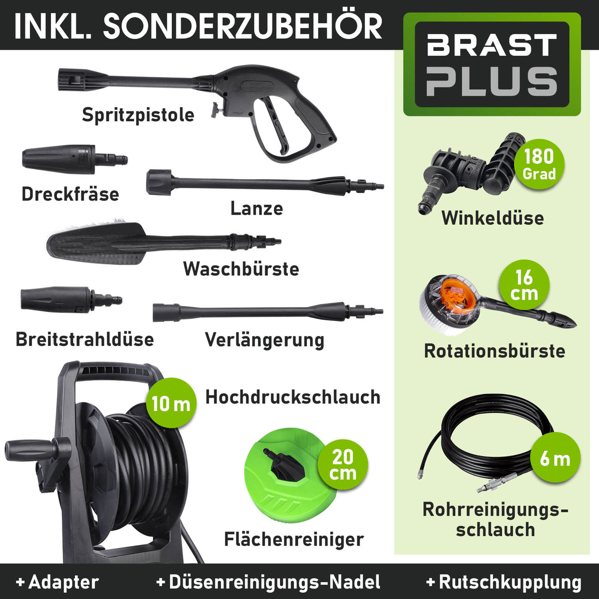 BRAST Hochdruckreiniger 2400 Watt 180bar Arbeitsdruck
