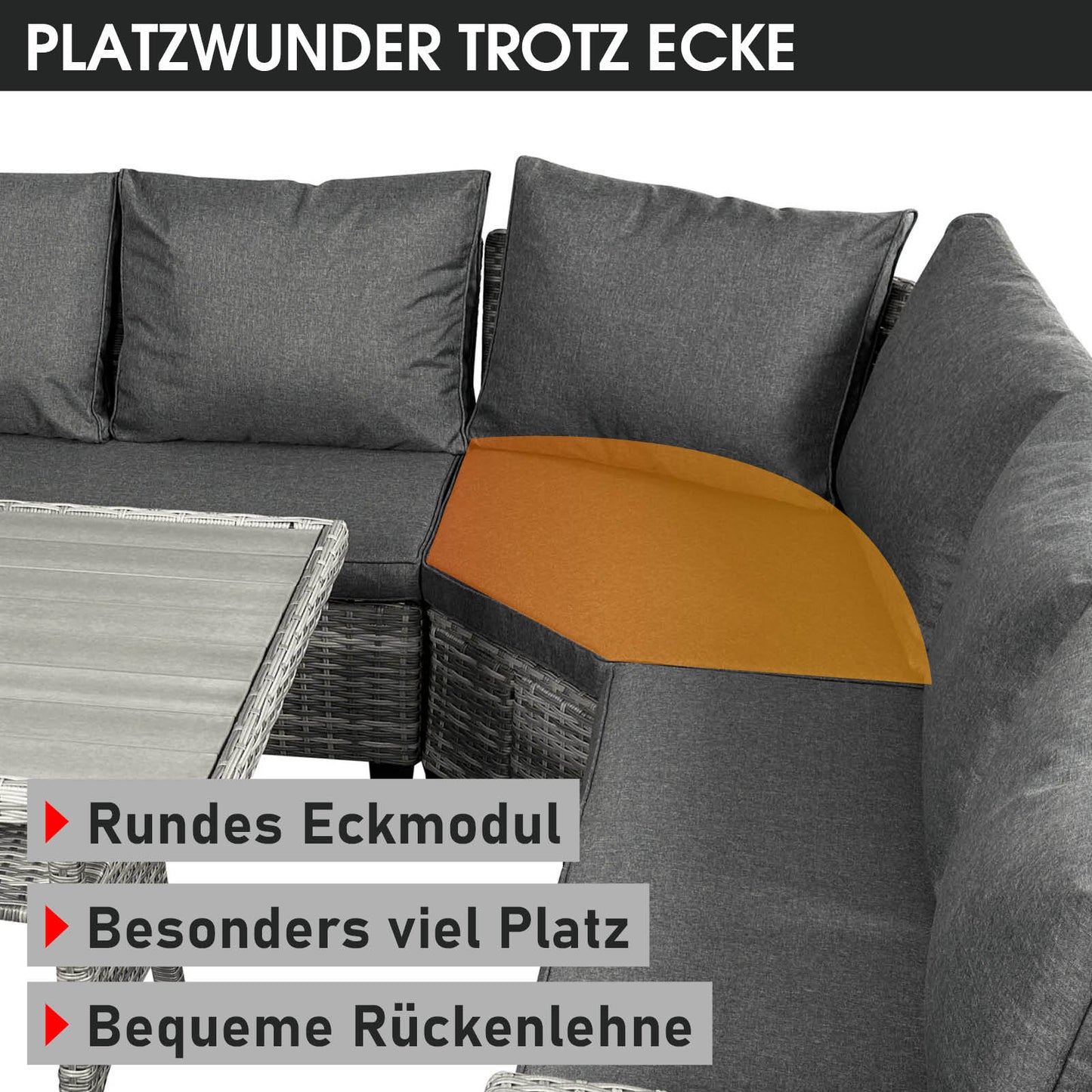 Polyrattan Sofa Essgruppe HACIENDA grau/anthrazit