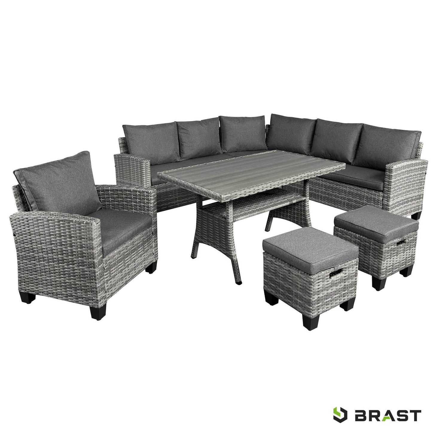 Polyrattan Sofa Essgruppe HACIENDA grau/anthrazit