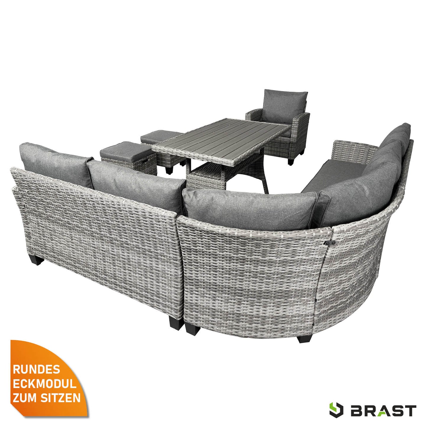 Polyrattan Sofa Essgruppe HACIENDA grau/anthrazit