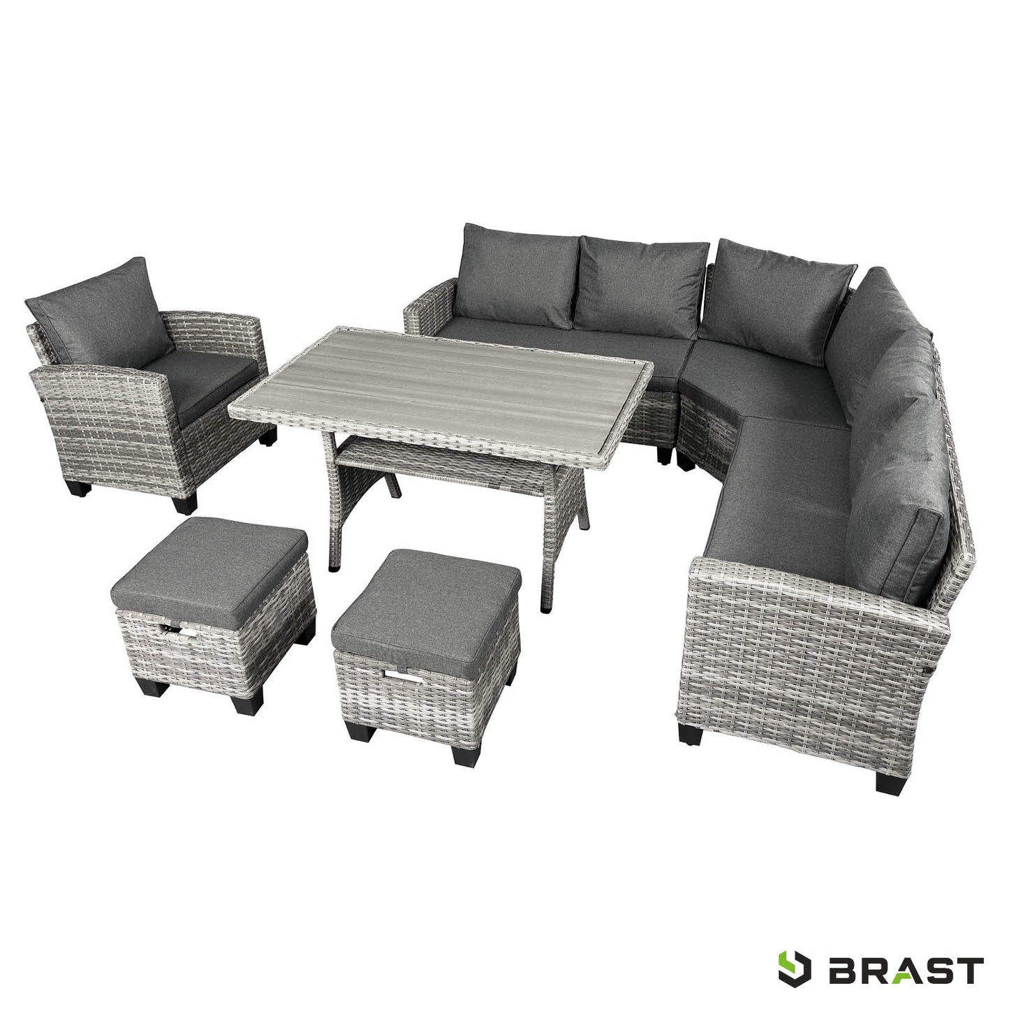 Polyrattan Sofa Essgruppe HACIENDA grau/anthrazit